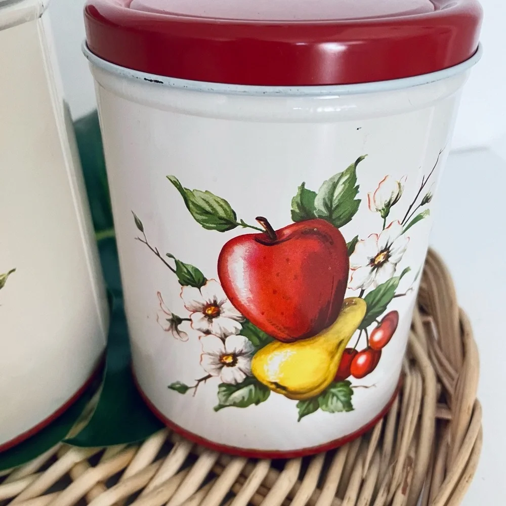 MCM Decoware Vintage Set of 3 Decoware Apple, cherries & Pear Kitchen Canisters